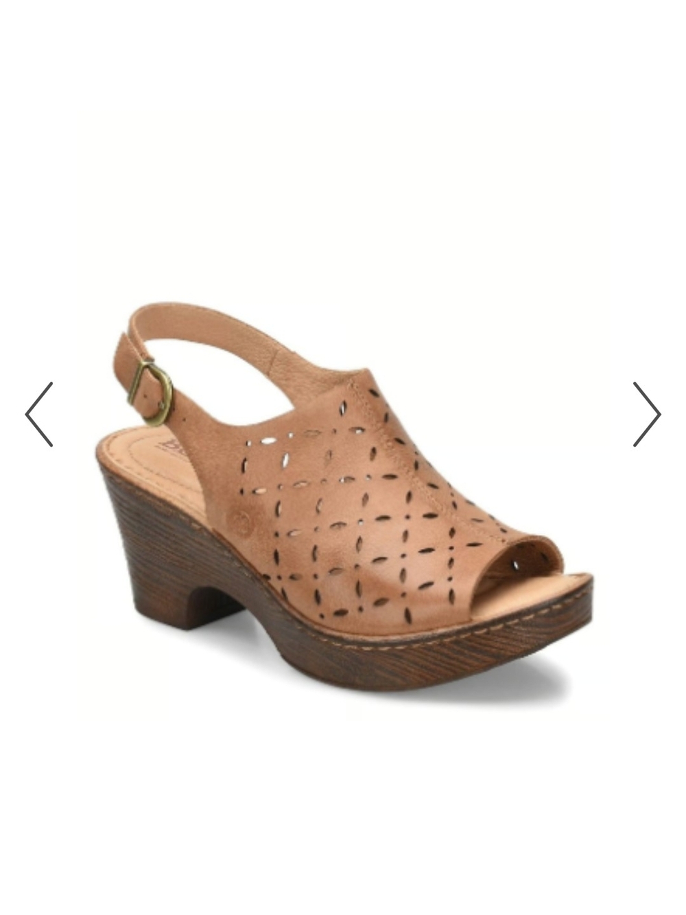 BORN Tan Leather Perforated Wedge Sandals - Picture 2 of 12